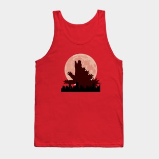 Godzilla in the city under the eerie red moonlight   Experience the epic clash of Godzilla in the city under the eerie red moonlight Tank Top